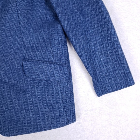 Talbots Blazer 16 Vintage Wool Herringbone Blue Academia Career Professional - Picture 3 of 7